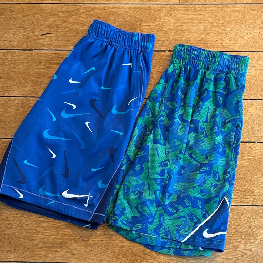 Nike Kids' Blue and Green Patterned Shorts